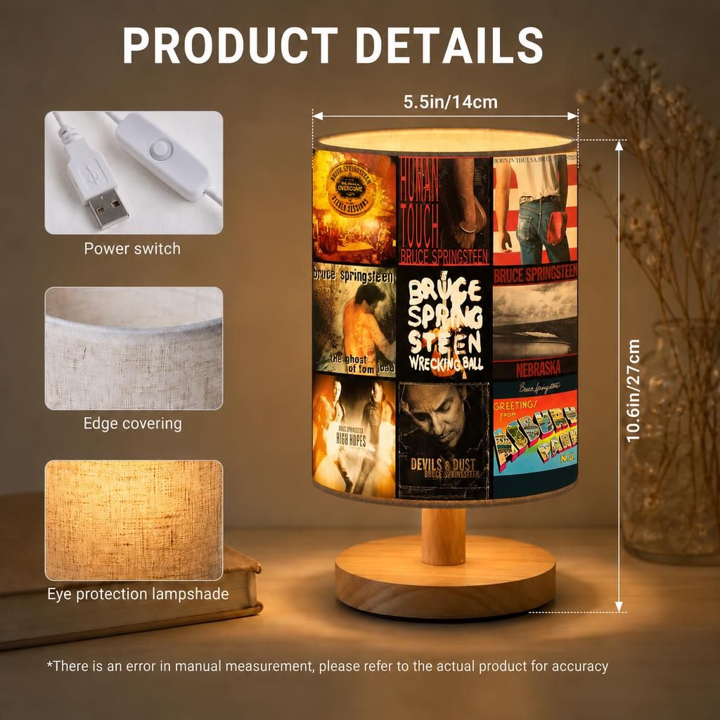 Bruce Springsteen Albums Collage Fabric Lamp - Unique Home Decor Gift for Music Fans