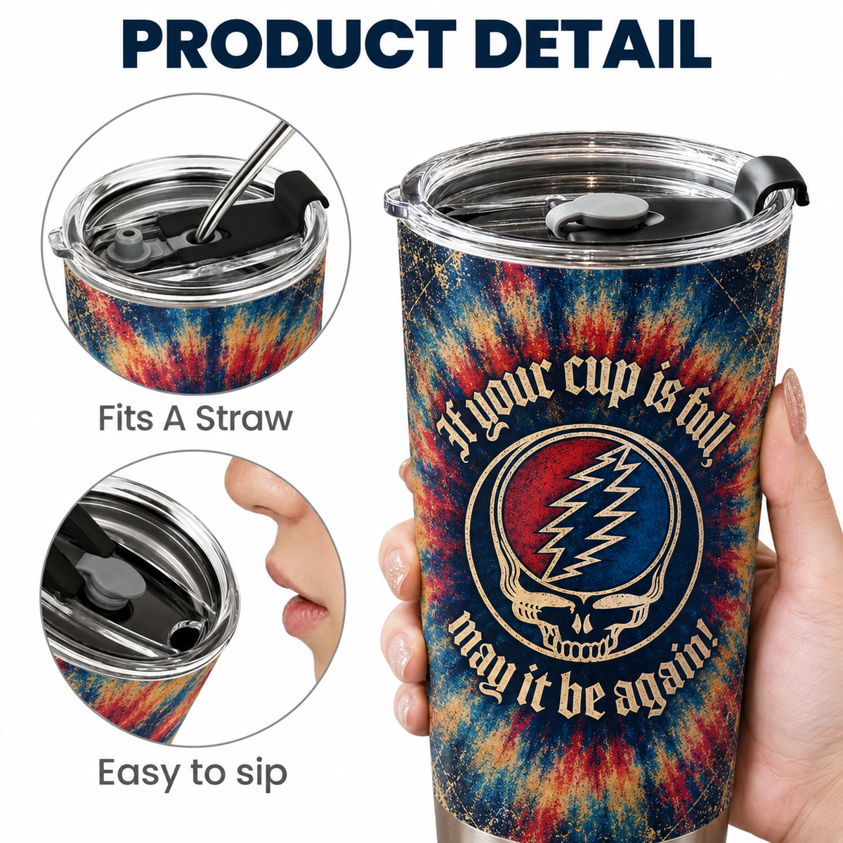 GD Ripple Lyrics 20Oz Tumbler - Deadhead Unique Gift