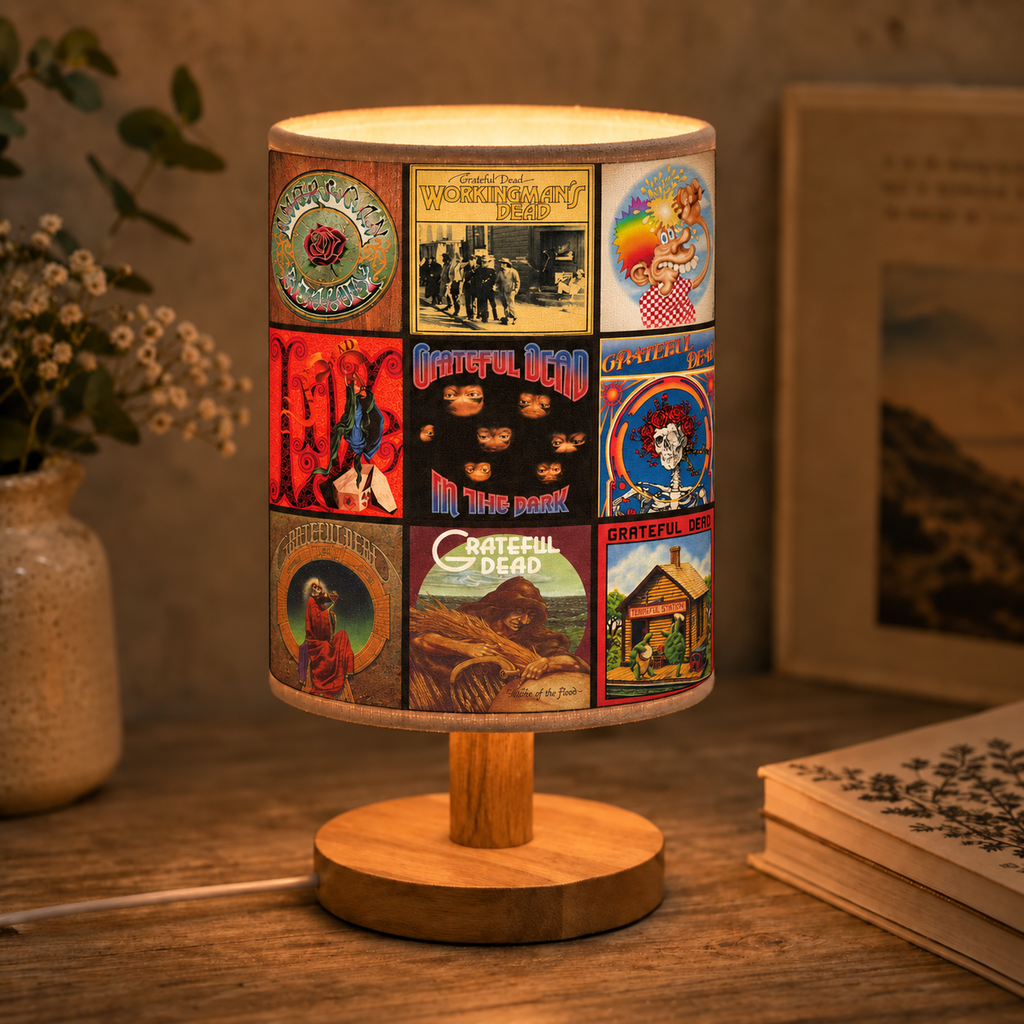 Grateful Dead Albums Collage Fabric Lamp - Unique Home Decor Gift for Music Fans