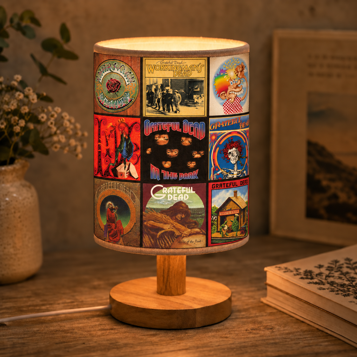 Grateful Dead Albums Collage Fabric Lamp - Unique Home Decor Gift for Music Fans