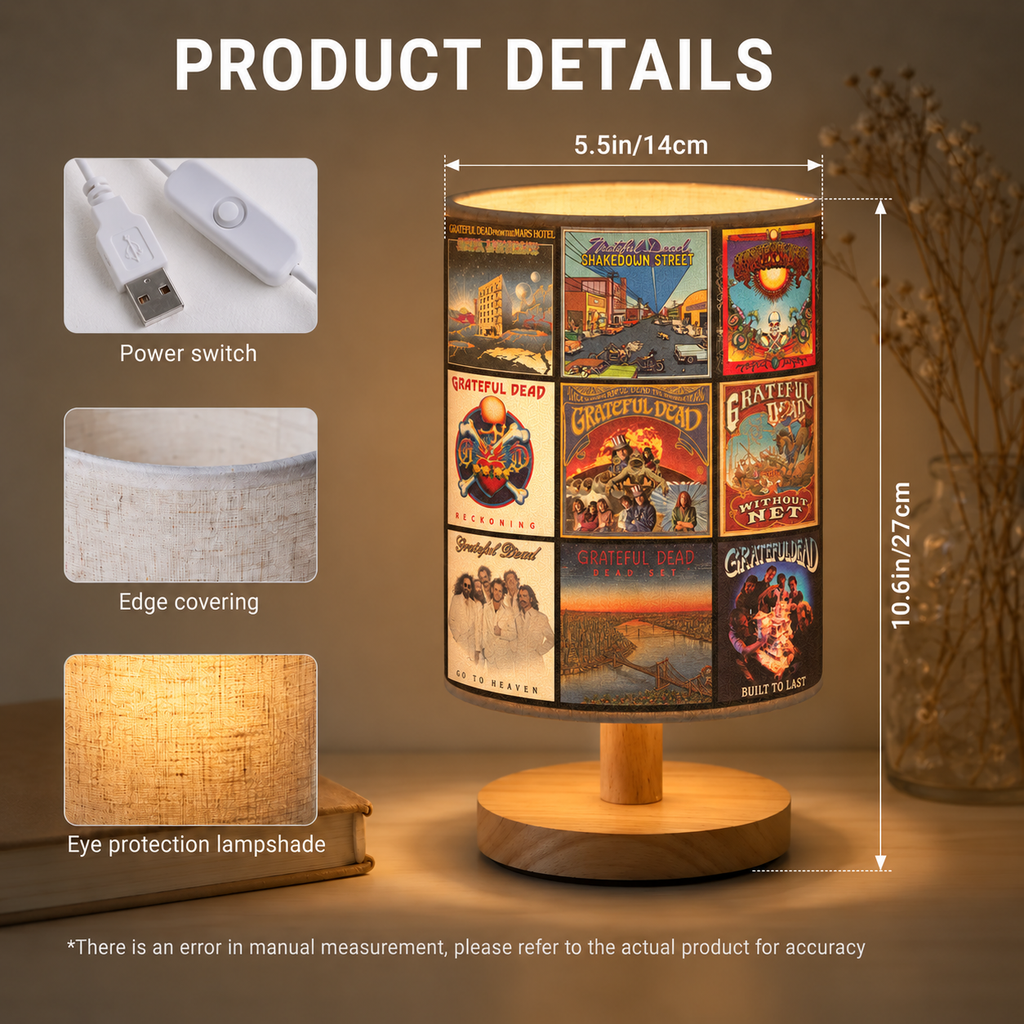Grateful Dead Albums Collage Fabric Lamp - Unique Home Decor Gift for Music Fans