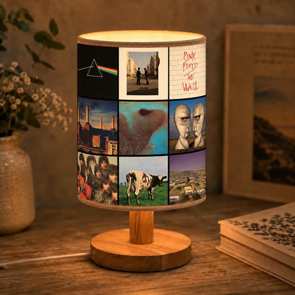 Pink Floyd Albums Collage Fabric Lamp - Unique Home Decor Gift for Music Fans