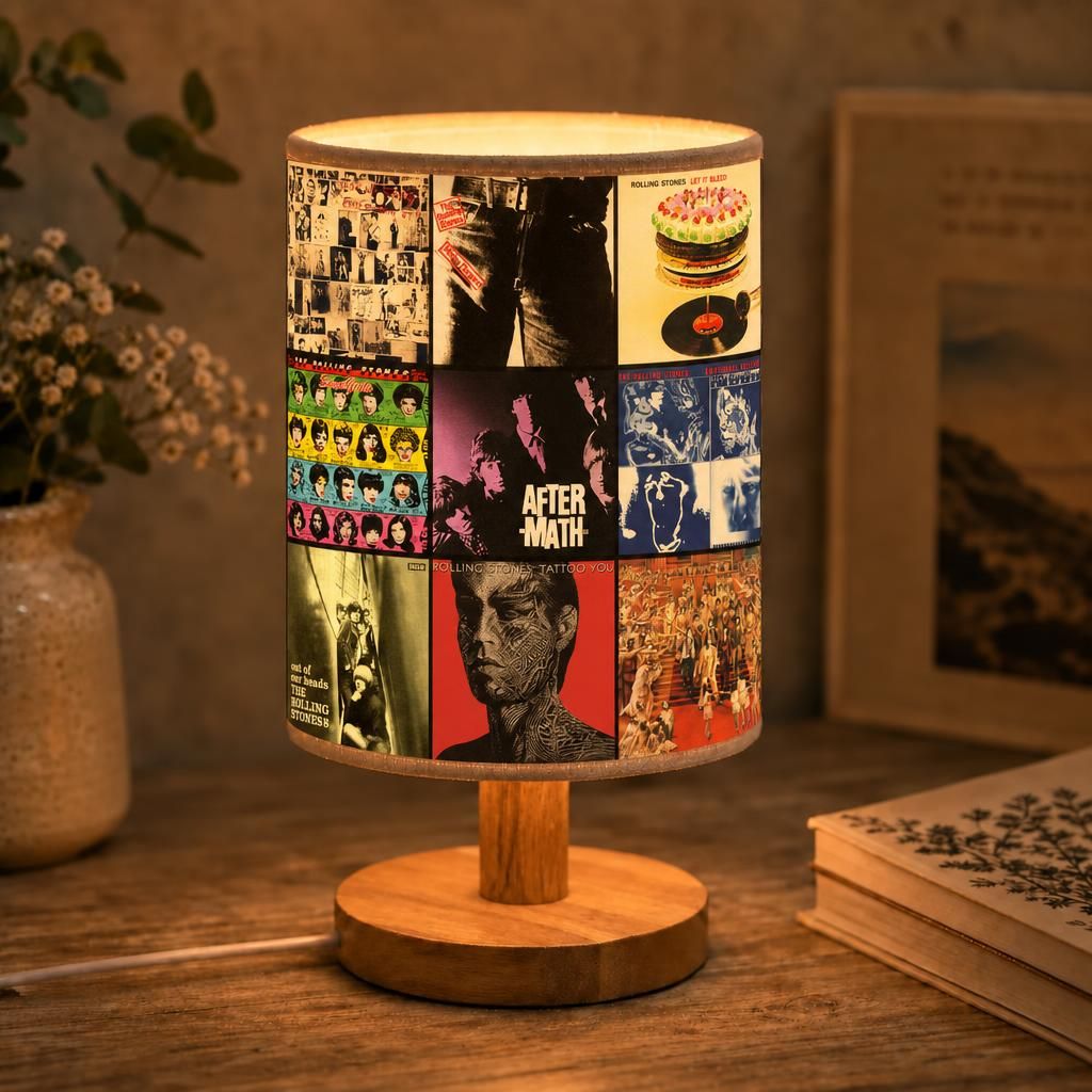 Rolling Stones Albums Collage Fabric Lamp - Unique Home Decor Gift for Music Fans