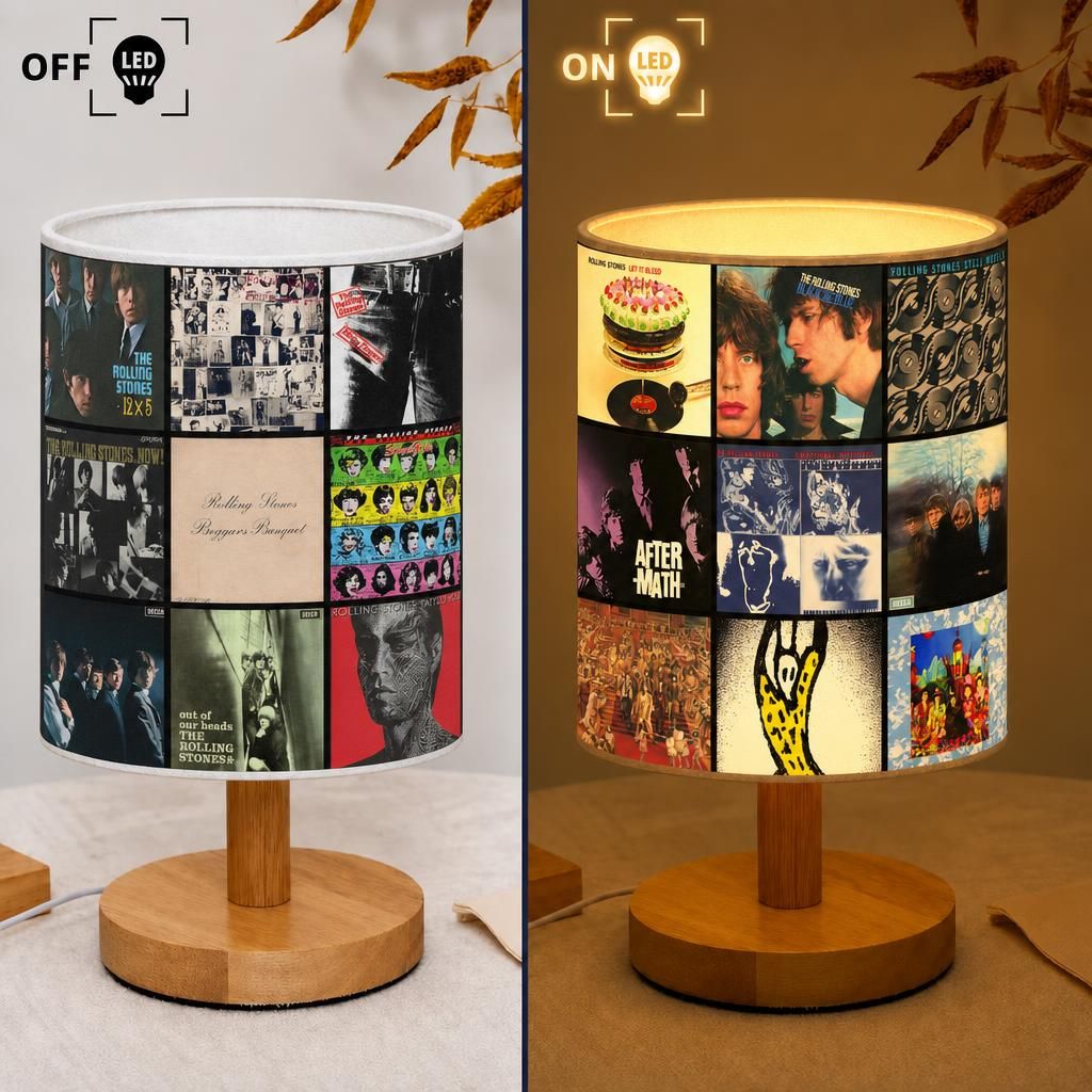 Rolling Stones Albums Collage Fabric Lamp - Unique Home Decor Gift for Music Fans