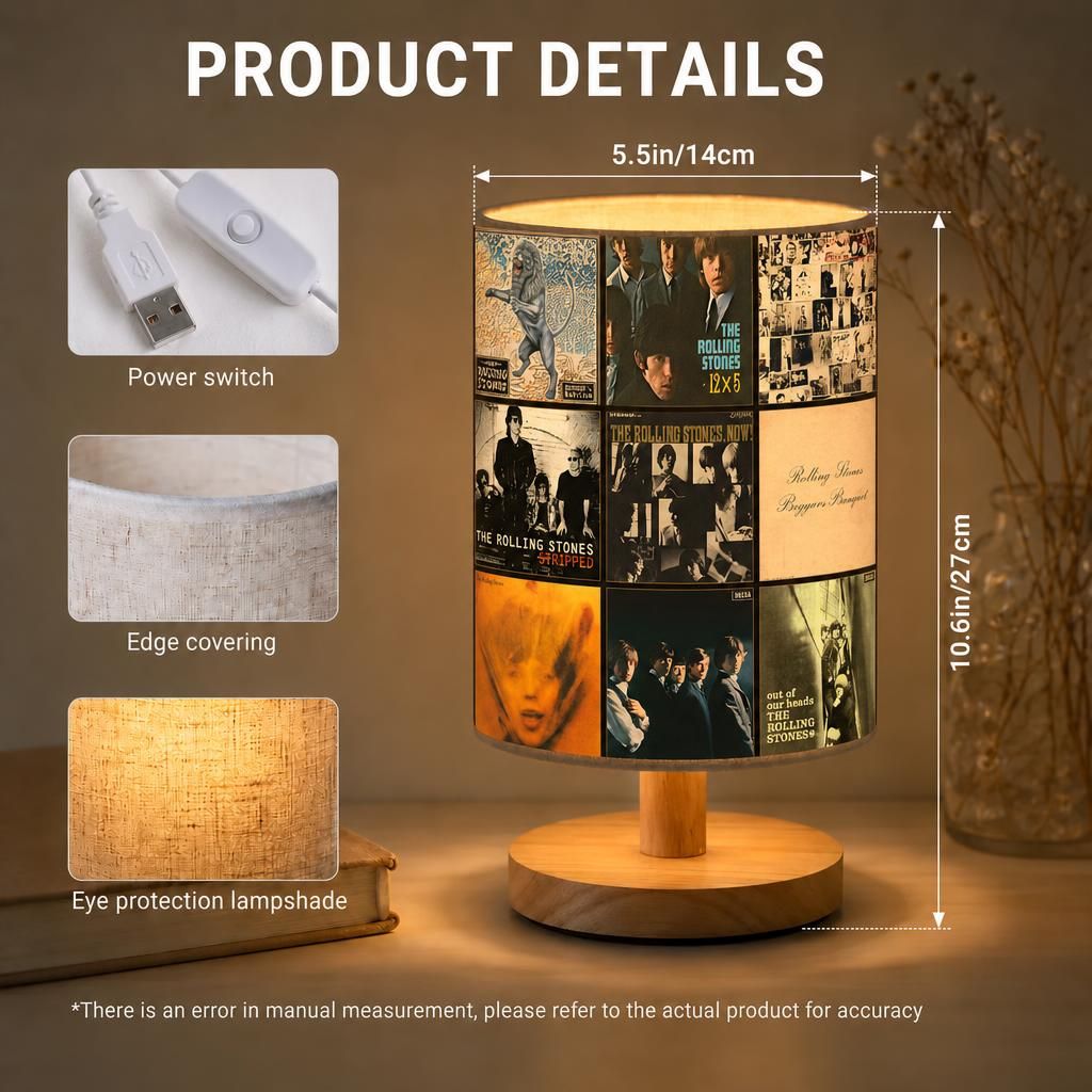 Rolling Stones Albums Collage Fabric Lamp - Unique Home Decor Gift for Music Fans