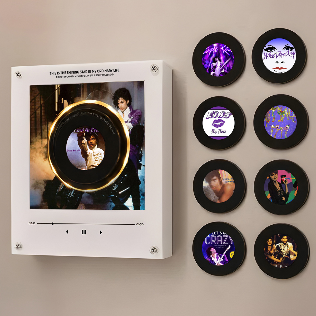 Prince Vinyl Record Refrigerator Music Magnet - Christmas NFC Music Player Box Set for Fan