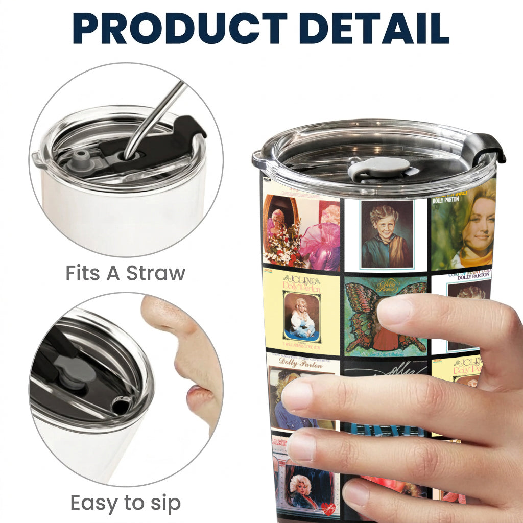 Dolly Parton Album Collage 20Oz Tumbler - Unique Gift For Music Fans