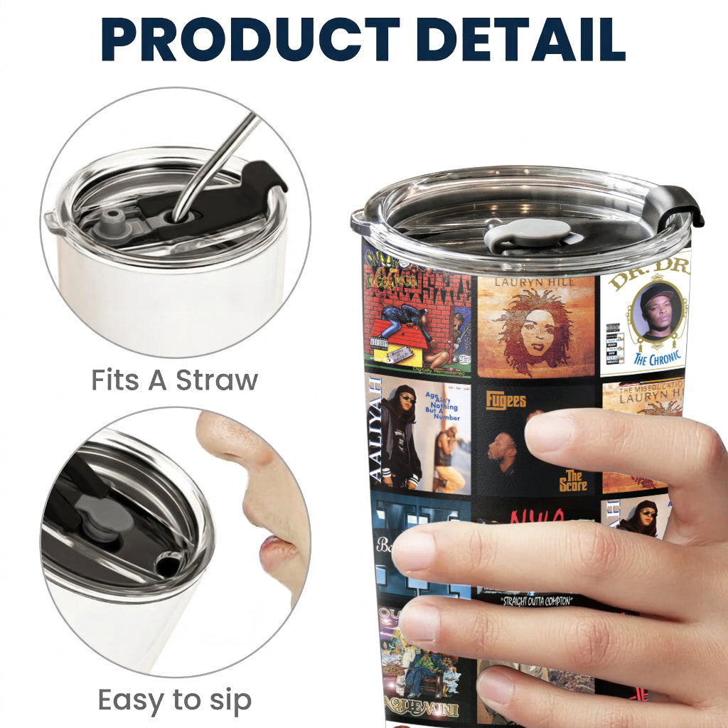 90s Hip-Hop & R&B Essential Albums Collage 20Oz Tumbler - Unique Gift For Music Fans