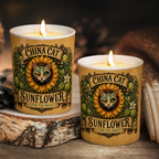 China Cat Sunflower Song Illustration Scented Candle - Unique Christmas Gift for Grateful Dead Fans