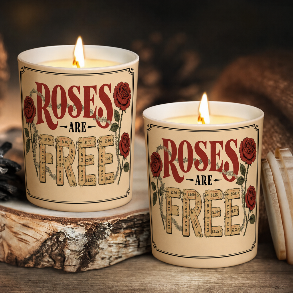 Roses Are Free Song Illustration Scented Candle - Unique Christmas Gift for Phish Fans