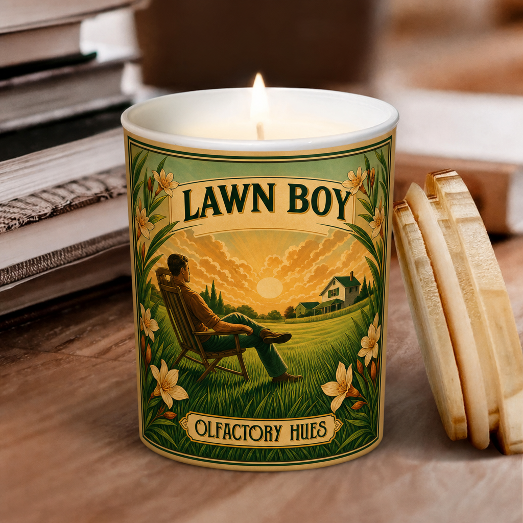 Lawn Boy Song Illustration Scented Candle - Unique Christmas Gift for Phish Fans